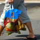 Person walking with ALDI shopping bag